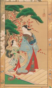 Courtesan e Attendant no início da Primavera, início do século XVIII. de Kakondo