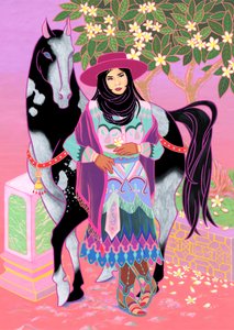 Cantones Cowgirl Waiting Under Plumeria, 2020 (acrílico sobre algodão) de Kam Tsz