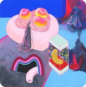 Com sabor a pêssego, 2018 (meios mistos em papel) de Kam Tsz