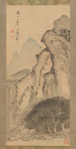 Paisagem com cachoeira, ca. 1817 de Kameda Bosai
