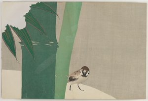 Flores de Cem Mundos (Momoyogusa): Bambu na Neve (Secchuchiku) de Kamisaka Sekka