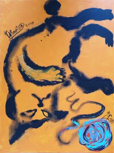 Gato abstrato e brincalhão de Kanat Ibragimov