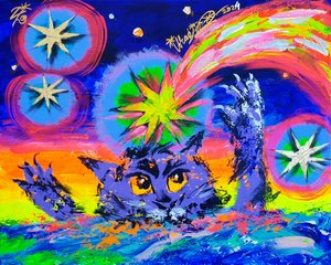 Gato Roxo Estrelas Cósmicas