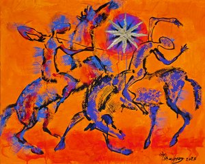 Cavaleiros abstratos vibrantes de Kanat Ibragimov