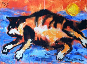 Gato cheio de vida em movimento