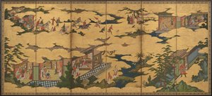 Cenas da vida do imperador Ming Huang e Yang Guifei, período Momoyama, final de 16 a início de 17 de Kano Mitsunobu