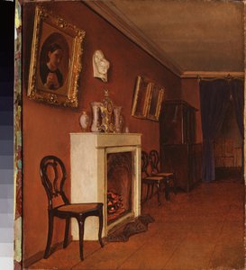 Interieur avec une cheminee (Interior com uma lareira) - Peinture de Kapiton Alexeyevich Zelentsov (1790-1845), huile sur toile de Kapiton Alekseevich Zelentsov