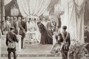 Enterro do Imperador Alexandre III na Catedral dos Santos Pedro e Paulo, em São Petersburgo, 1894.   de Karel Brozh