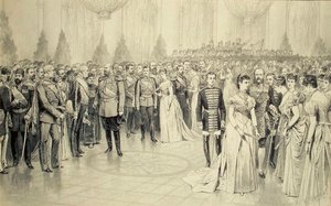 Court Ball no St Nicholas Hall do Palácio de Inverno, década de 1880. de Karel Brozh