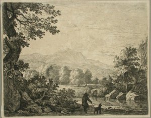 Paisagem com homem e cão de Karel Dujardin