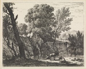 Paisagem com um homem e dois burros de Karel Dujardin