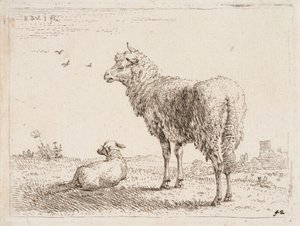 Ovelha com cordeiro de Karel Dujardin