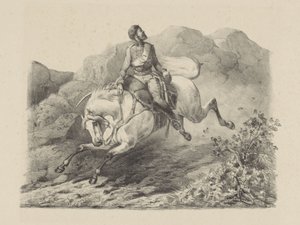 Fugindo soldado a cavalo de Karel Frederik Bombled