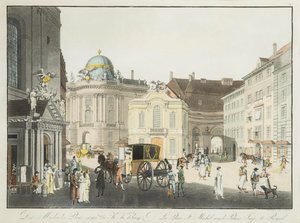 A Praça de São Miguel em Viena, início do século XIX.. de Karel Postl