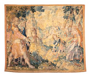 Tapeçaria mitológica de Delft, representando uma cena de Orlando Furioso, de Franciscus Spierinckx