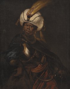 Um homem vestindo um turbante e armadura