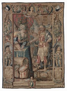 António e Cleópatra (António conquista Pelúsio); tapeçaria, data desconhecida (lã | lápis) de Karel van II Mander