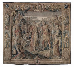 Octavia Effects the Concord of Tarentum; tapeçaria, data desconhecida (lã | lápis) de Karel van II Mander