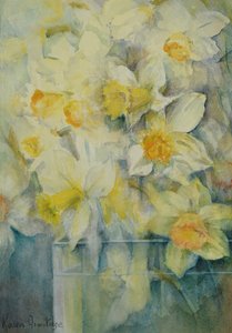 Spring Time, narcisos mistos no tanque n º 3., Sra. Krelage, Ice Follies e Fortune