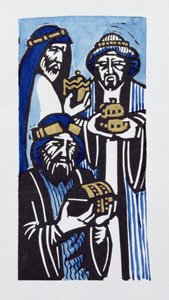 Three Kings, 1998 (linogravura e wc no papel)