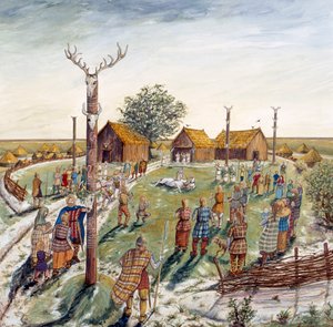 Danebury Hill Fort, século II a.C., c1990-2010 de Karen Guffogg