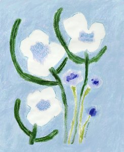 Flores em tons de azul pastel