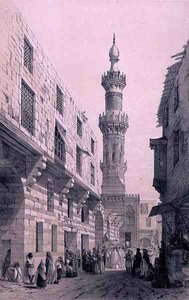 Cena de rua com uma procissão em progresso, Cairo (litho)