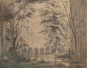 Ruínas Inundadas de um Mosteiro, ca. 1824. de Carl Blechen