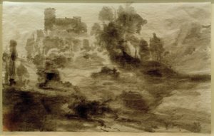 Paisagem com castelo (ou igreja) de Carl Blechen