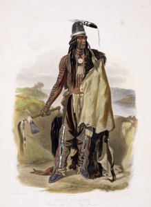 Abdih Hiddisch, um chefe de mineiro, placa 24 do volume 2 de &39;Viagens no interior da América do Norte&39;, gravada por Rollet, 1844 (aquatint) de Karl Bodmer