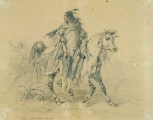 Guerreiro de pés pretos a cavalo de Karl Bodmer
