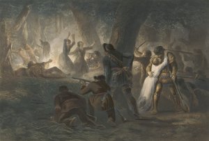 Libertação das Filhas de Daniel Boone e Richard Callaway, pub. 1852 (gravura a cores) de Karl Bodmer