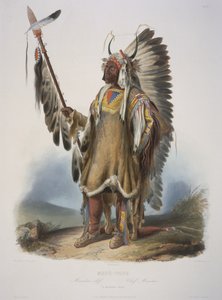 Mato-Tope, um chefe Mandan, gravado por J. Hurliman, publicado em 1839 (aquatint)