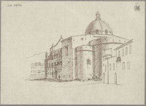 Vista da catedral de Messina a partir do nordeste de Karl Friedrich Schinkel
