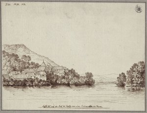 Vista de uma aldeia perto de Graz a partir de uma ponte sobre o Mur de Karl Friedrich Schinkel