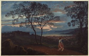 Vista de Trieste de uma elevação ao entardecer de Karl Friedrich Schinkel