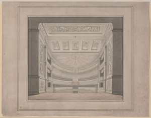 Berlim. Schauspielhaus na Gendarmenmarkt, sala de espectáculos de Karl Friedrich Schinkel