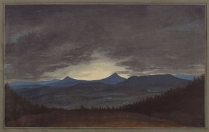 Cordilheira da Boémia ao crepúsculo de Karl Friedrich Schinkel