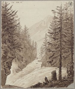 O passo de Klamm com o ribeiro Gasteiner Ache perto de Lend, na região de Salzburgo de Karl Friedrich Schinkel