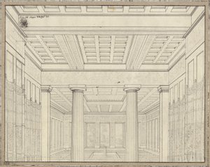 Dido. Ópera de Bernhard Klein. Esboço para a 3.ª decoração. Câmara no palácio de Karl Friedrich Schinkel