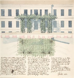 Elevação e planta da fachada de um edifício, 1840. de Karl Friedrich Schinkel