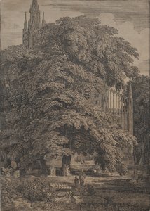 Igreja gótica entre carvalhos, 1810. de Karl Friedrich Schinkel