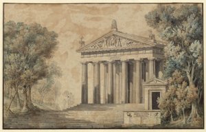 Ifigénia em Táuride. Peça de Johann Wolfgang von Goethe. Projecto para um cenário. Templo de Diana de Karl Friedrich Schinkel