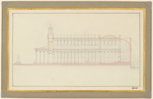 Seção longitudinal de uma catedral para Berlim de Karl Friedrich Schinkel