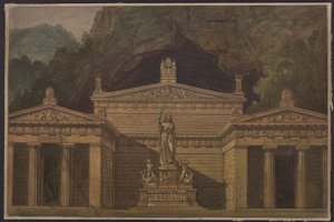 Olimpia. Ópera de Gaspare Spontini. Projecto para a 4.ª decoração. Templo de Diana de Karl Friedrich Schinkel