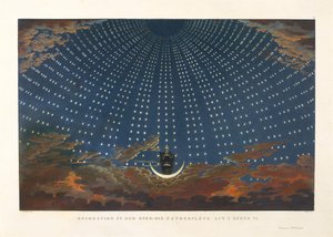 Cenário para a ópera A Flauta Mágica de Wolfgang Amadeus Mozart, 1847-1849. de Karl Friedrich Schinkel