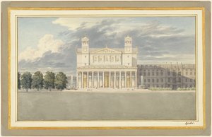 A fachada e arredores de uma catedral para Berlim de Karl Friedrich Schinkel