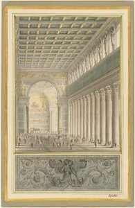 A nave, abside e travessia de uma catedral para Berlim de Karl Friedrich Schinkel