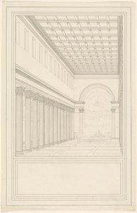 A nave e a abside, sem transepto, de uma catedral para Berlim de Karl Friedrich Schinkel