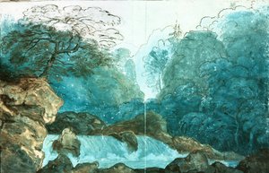 Cachoeira em madeira, cenografia para uma produção de Undine, (wc no papel)